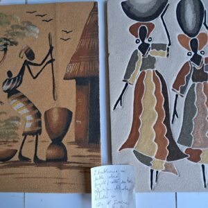 2 tableaux en sable coloré sur bois